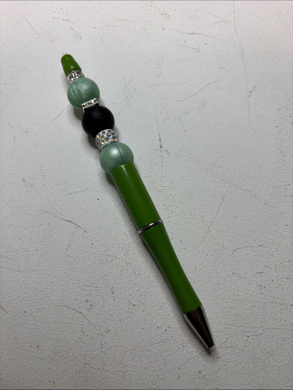 Handcrafted Beaded Green Ballpoint Pen - Home Office